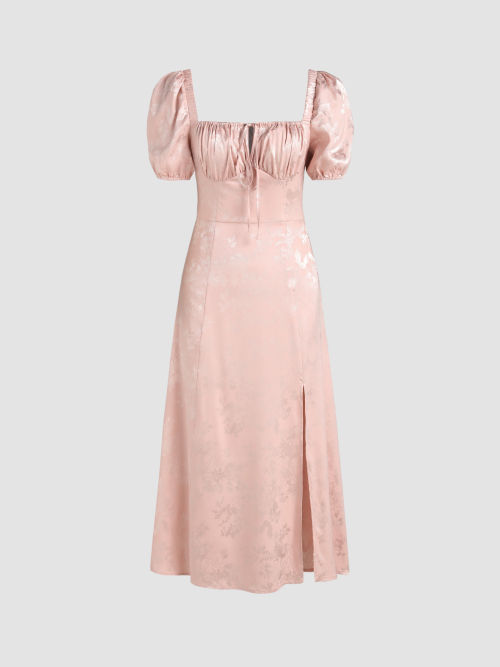 Cider Satin Floral Square Neck Midi Dress Lazada PH