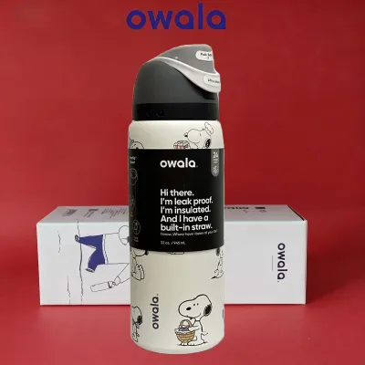 Owala FreeSip 24&32oz Insulated304Stainless Steel Water Bottle with Straw – Triple Layer Vacuum Leakproof BPA-Free- Blue Bow