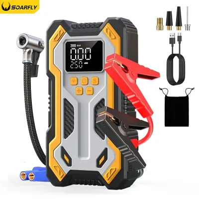 SOARFLY 10000 mAh Jump Starter Aki Mobil Motor Power Bank Jumper Aki Alat Jamper Aki Power Bank Mobil Jemper Aki Portable Jump Starter Aki Jumper Aki Mobil Powerbank Jumper Aki Mobil Portable Pompa Angin Ban Mobil Elektrik Mini Car Air Infatable Pump