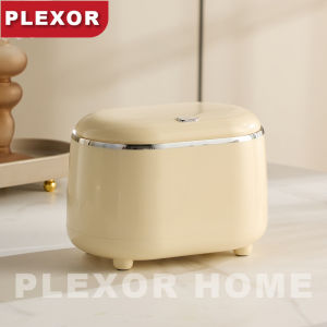 Plexor Mini Countertop Trash Can with Press Type Lid 2L Tiny Waste Basket Waste Can with Cover Wastebasket Trash Can Dispenser Mini Bin for Bathroom VanityCoffee Table