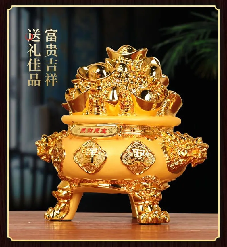 👍全城最低价🔥本地速发🔥精品送礼精选🔥🔥最新款沙金色聚宝盆存钱罐招