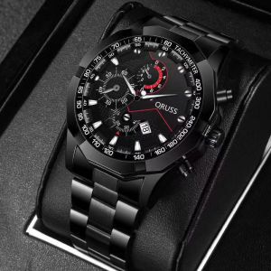 Best SellersORUSS 1853 Original Men Stainless Steel Date Waterproof Luxury Business Sport Big Watch Men Analog Korean Black Automatic Quartz Wrist Watch For Men Jam Tangan Lelaki