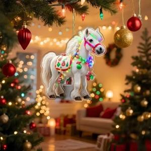 🔥🔥🔥fenglin 2D Acrylic Christmas Horse Pendant Ornament Festive Decoration For Indoor Outdoor Trees Hanging Decoration Party Accessories