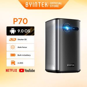 BYINTEK P70 Mini Portable Projector DLP 4K 1080P with Wi-Fi and Bluetooth Built-in Battery Smart Home Cinema for Outdoor Movies & Gaming