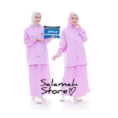 JAS HUJAN RAINCOAT AKULA Wanita Setelan Rok Bahan Pvc Awet Kuat Tebal Elastis Anti Rembes