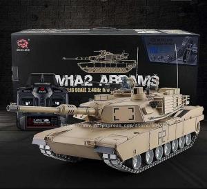 Heng Long 2.4G Remote Control Tank U.S M1A2 ABRAMS Battle RC Tank 7.0 Advanced Edition with Infrared for Metal Tracks Metal Wheels
