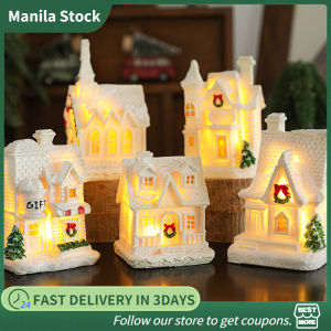 Glowing Christmas Small House Ornaments Miniature Desktop Decor Christmas Gifts for Kids Girls Office Home