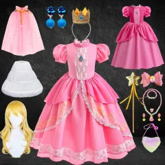 Disney Jasmine Aurora Wednesday Princess Dress Elsa Peach Mermaid Kids  Halloween Prom Vestidos Girls Cinderella Cosplay Costume