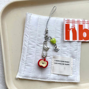 3D Apple Shape Phone Pendant Keychain Cute Cartoon Fruit Backpack Camera Lanyard Good Luck Phone Chain Fashion Phone Accessories