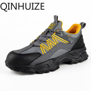 QINHUIZE New lightweight labor insurance shoes for men work boots steel toe anti-puncture resistant light impact
