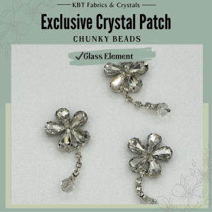 [1pcs] Iron on Exclusive Glass Crystal Patch Manik Tampal Diamond Chunky Beads Manik Baju Nikah DIY Kod 133