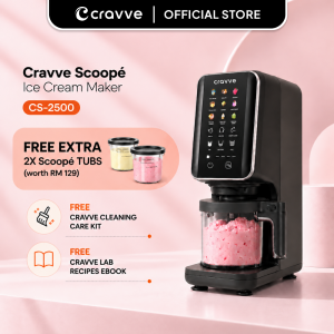 Cravve Scoopé Ice Cream & Dessert Maker 3+2 Tubs 12 Programs with cleaning care kit: Gelato Sorbet Slushie & more complete with cleaning kit and curated recipes E-Book