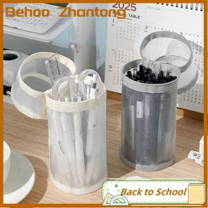 Behoo Mesh Dual-use Makeup Brush Storage Bag Portable Brush Case Simple Large Capacity Brush Bucket Holder Travel Stand-up Pouch