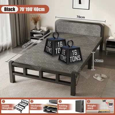 Compact Metal Frame Folding Bed 70/90/120CM Portable Single/Double Bed High-Density Foam Mattress Office Lunch Break Bed