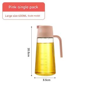 630ML with scale automatic opening and closing glass oil pot kitchen seasoning soy sauce vinegar household leak-proof no oil