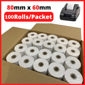 Thermal Receipt Paper With Core (100 Rolls) Cashier Pos Machine 80MM*60MM*12MM Cashier Roll