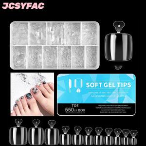 JCSYFAC 550 Pcs Đầy Đủ Bìa Giả Móng Chân Siêu Mỏng Tự Nhiên Rõ Ràng Báo Chí Trên Ngón Chân Chân Móng Tay Mẹo Nhân Tạo Acrylic Móng Tay Giả Nghệ Thuật Làm Móng Tay Công Cụ