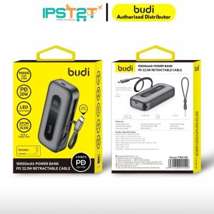 3C CCC Certified BUDI 10000 mAH PD 22.5W POWER BANK RETRACTABLE CABLE (CCC CERTIFIED)