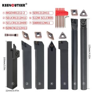 10/12/16MM Turning Tool Sets MGEHR SDJCR SDNCN SCLCR SER SNR Lathe Boring Bar With 7PCS Carbide Insert CNC Cutting Holder