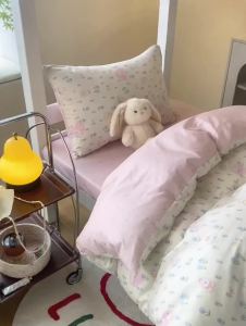 100% Cotton Student Three-Piece Set Dormitory Quilt Cover Bed Sheet for High School and University Dormitory ins Wind Bedding Set LZD