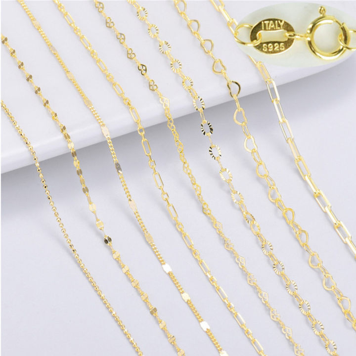 NEW styles 18K Gold Chain 925 sterling silver Necklace Different  Design/Length K-Gold plated pendant chain jewelry Gift Lazada PH