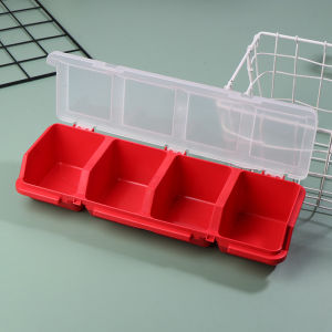 1Pc Plastic Screw Organizer Box with 4 Compartments Portable Tool Parts Storage Bin with Lid for Hardware Small Parts Display