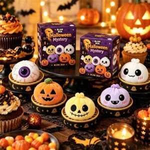 DIVATEN Plush Halloween Dumpling Squeeze Toys Soft Pumpkin Doll Sensory Toy Cute with Tray Pinching Stuffed Toys For Kids