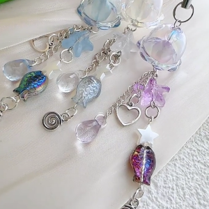 Acrylic Sao Và Ngọc Trai Treo Decors Nghệ Thuật Đầy Sao Ngọc Trai Gió Chime Keychain dây móc điện thoại Trang Trí Cho Phụ Nữ