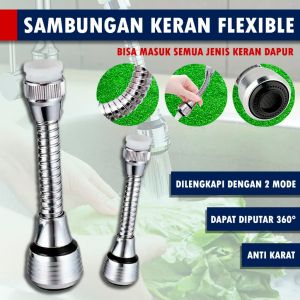 JULO - Sambungan Saringan Kran Flexible Chrome - Sambungan Kran Dapur Segala Arah Sambungan Kran Wastafel Anti Karat Saringan Kran Cuci Piring
