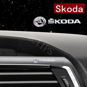 8Pcs Skoda Car Emblems Metal Sticker 3D Creative Decoration Automobile Window Door Interior Badge For Octavia 2 3 Fabia Karoq Rapid Kodiaq Superb