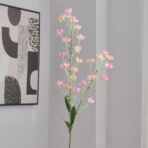 97cm Long Mini Heads Artificial Lily of The Valley Peach Flower Fake Flower Home Desktop Flower Arrangement Ornament Home Wedding Party DIY Decoration