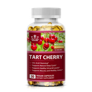 SNGHWE Tart Cherry Extract Capsules Potent Vegan formula Healthy Uric Acid Levels Stiff JointMuscle Recovery Support Healthy Sleep Cycle with Melatonin and Proanthocyanidins