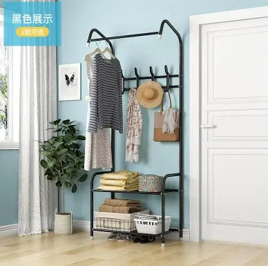 L Shape Iron Coat Rack Clothes Rack Integrated shoe cabinet Rak Pakaian Rak Penyimpanan Baju Dengan Kabinet Kasut 铁艺衣帽架晾衣架衣服架子落地家用衣帽架一体鞋柜