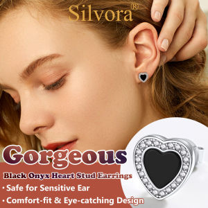 Silvora Khuyên Tai Dạng Hạt Hình Chữ Rune Viking Bắc Âu Phi Giới Tính Bằng Bạc Sterling 925 Cho Nam Nữ Trang Sức Tai Dạng Hạt Đá Mã Não Màu Đen Với Đá Zircon Lấp Lánh