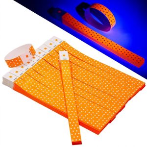AKZDXE 100PCS Waterproof Disposable Wristband Synthetic Paper Fluorescent Fluorescent Bracelet Tear Proof Adhesive Strip Party Entry Band For Concerts