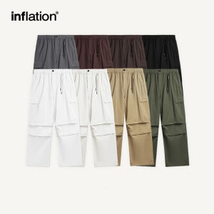 INFLATION brand mens youth hot selling 2024 spring/summer new ready to wear washed wide leg workwear pants street trend multi pocket loose casual pants