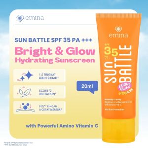 EMINA Sun Battle Bright Glow SPF 35 PA+++ - Sunscreen Serum Amino Vitamin C - Cerah Ringan Hydrating