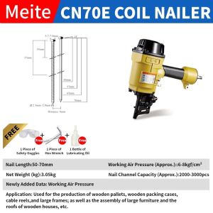 MEITE CN55/CN70/CN80 Air Coil Nailer | Pneumatic Nailer untuk Pallet Making & Industrial Tasks 10 Years Warranty