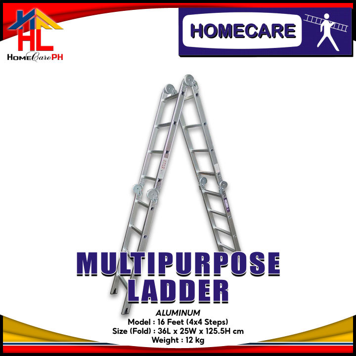 Homecare Aluminum Multipurpose Ladder 4x4 16ft with Free Multipurpose