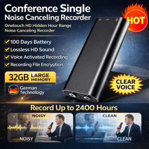 Portable Voice Recorder Noise Cancellation 32H Battery HD Audio Mini Hidden Recording Device for Lectures Meetings