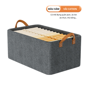 Hộp đựng xếp quần áo có khung thép dựng mặt đáy tích hợp bảng gỗ MDF/ hoặc nhựa PP cao cấp dung tích 26L có tay cầm gấp gọn tiện lợi TD58