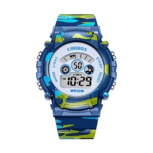 Kids Digital Watches Luminous Led Student Watch Waterproof  Alarm Boys  Girls Sports Camouflage Green Clock