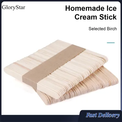 GloryStar 500pcs Wooden Ice Cream Sticks Handmade Wooden Sticks For Making Popsicles Cake Desserts Handicrafts