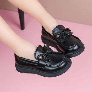 Future seeds shoes loafers shoes for kids girls princess rubber black shoes for kids size 28-36