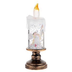 Flameless Christmas Candle LED Electronic Light Snow Globe Cartoon Crystal Ball Creative Ornament Table Hiasan Meja