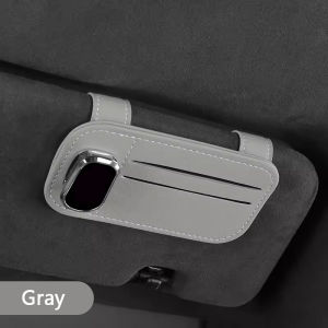 SEAMETAL kereta cermin mata hitam klip pemegang kad Universal kulit kereta Sun Visor Organizer pemegang cermin kereta mudah alih