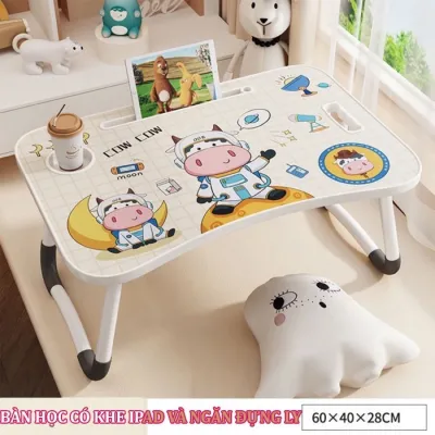 Bàn gấp gọn ngồi bệt - bàn gấp học sinh làm việc thông minh bàn học có khe cắm điện thoại ipad - bàn học cho bé - AT