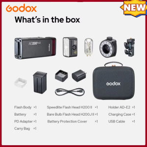 Godox AD200Pro II AD200ProII 200W TTL Pocket รองรับแฟลช HSS เข้ากันได้กับ X3สำหรับ Nikon Canon Sony Fuji Olympus