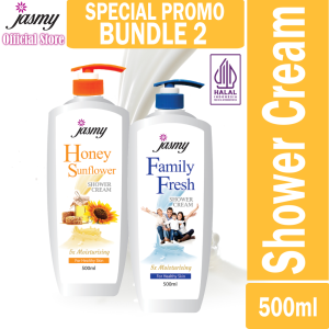 2 BUNDLE 500ML HONEY SUNFLOWER & FAMILY FRESH SHOWER CREAM JASMY IMPORT DARI MALAYSIA