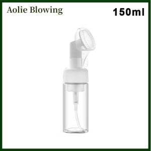 Aolie 100 150 200ml Empty Froth Foaming Pump Bottle With Silicone Brush Head Press Type Face Cleaning Foam Bottles